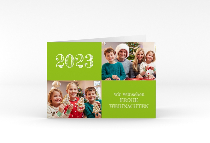 Weihnachtskarte Besinnlichkeit A6 Klappkarte quer hochglanz zum Personalisieren mit Jahreszahl