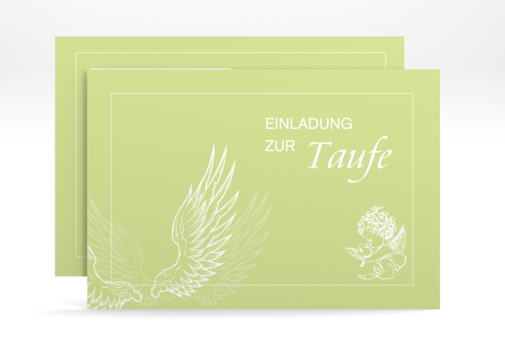 Einladungskarte Taufe Angel A6 Karte quer gruen