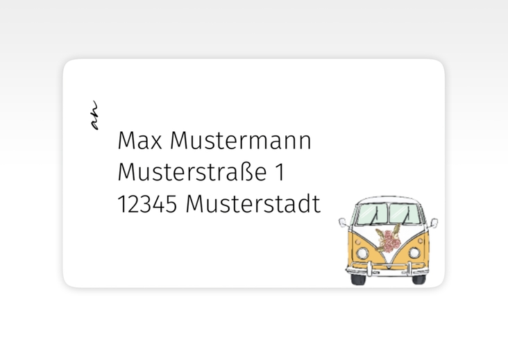 Empfängeretikett Hochzeit Hochzeitsbulli 63,5 x 38,1 mm