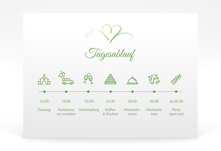 Tagesablauf Poster Hochzeit Envie 70 x 50 cm Poster gruen
