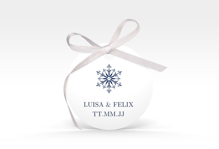 Geschenkanhänger Hochzeit Crystal Geschenkanhänger, rund weiss hochglanz mit Eiskristall