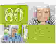 Einladung 80. Geburtstag Lebensfreude A6 Klappkarte quer gruen