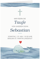 Einladungskarte Taufe "Blauwal"
