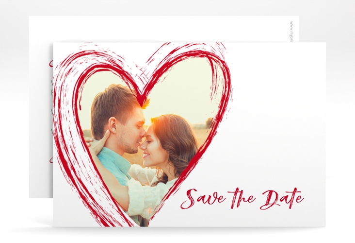 Save the Date-Karte Liebe A6 Karte quer rot