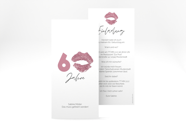 Einladung 60. Geburtstag Kiss lange Karte hoch