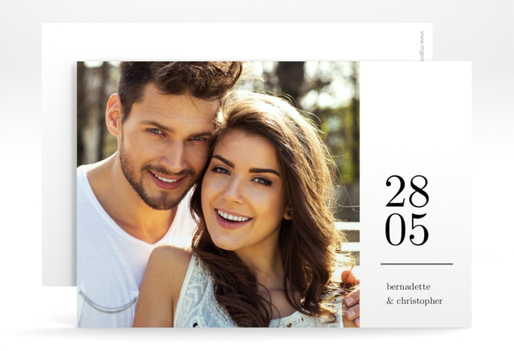 Save the Date-Karte Minimal A6 Karte quer weiss hochglanz