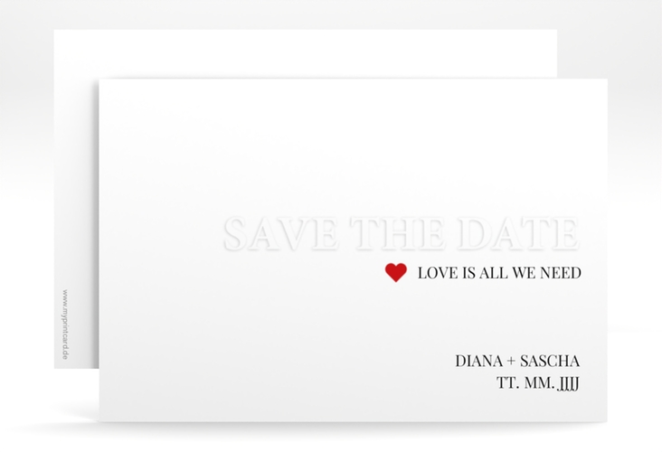 Save the Date-Karte Embossing A6 Karte quer rot