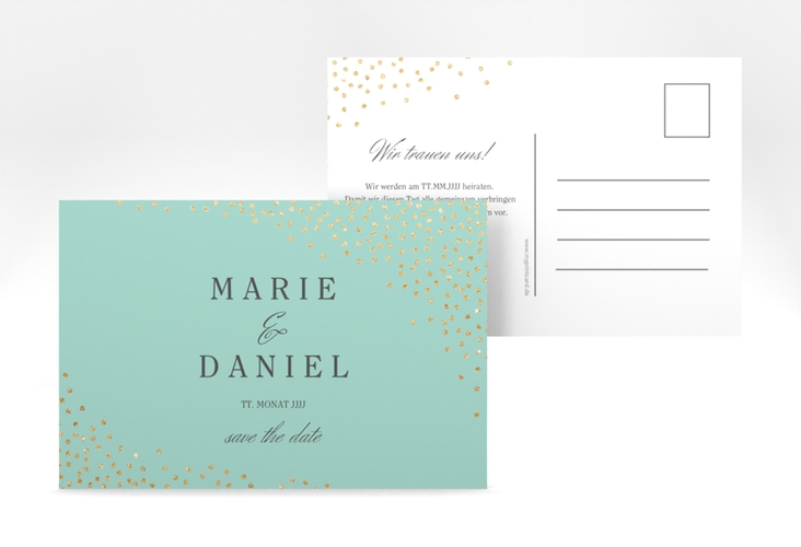 Save the Date-Postkarte Glitter A6 Postkarte mint