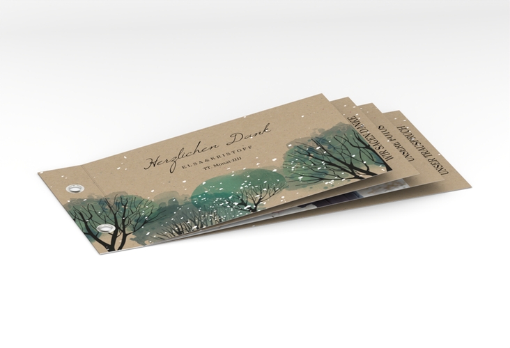 Danksagungskarte Hochzeit Winterhochzeit Booklet Kraftpapier hochglanz