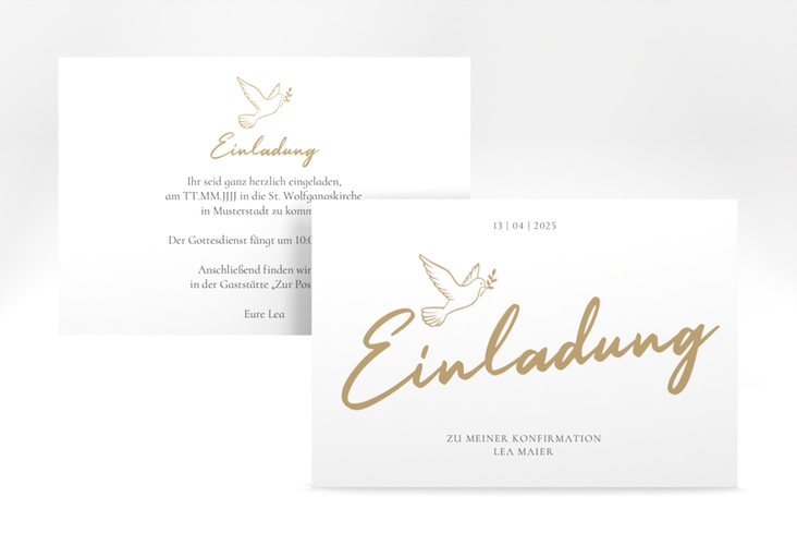 Konfirmationseinladung Edeltaube A6 Karte quer