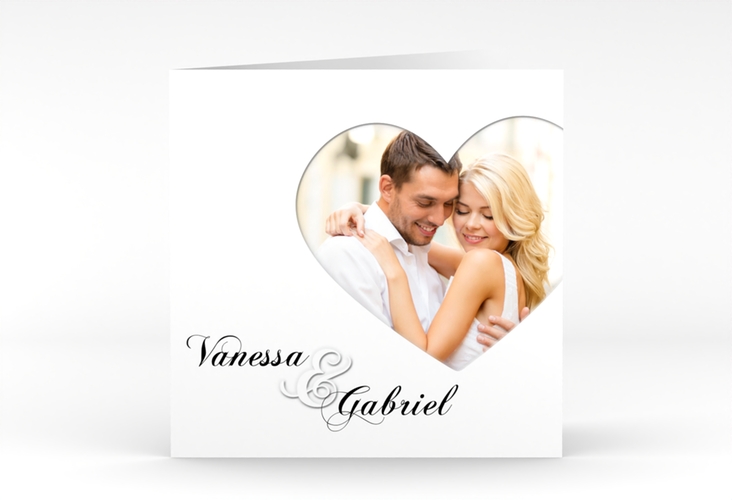 Hochzeitseinladung Sweetheart quadr. Klappkarte weiss hochglanz