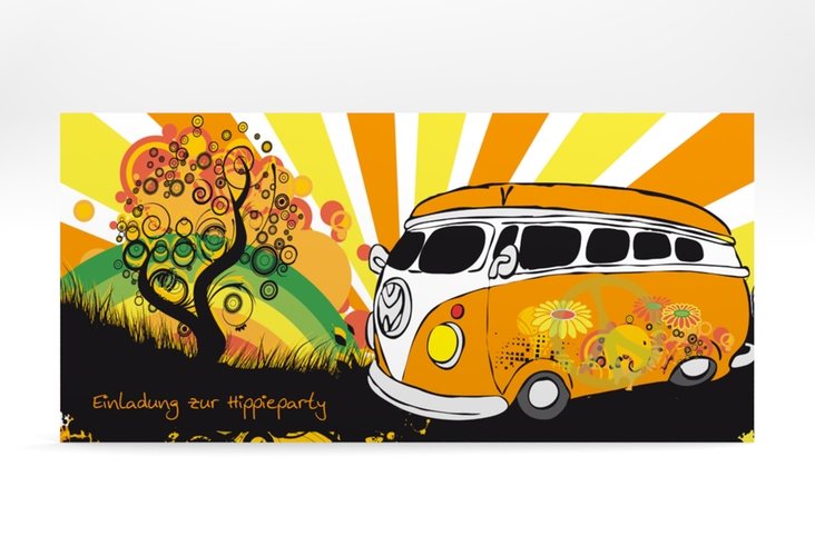 Partykarte Hippie lange Karte quer