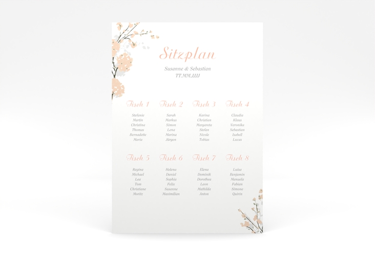 Sitzplan Poster Hochzeit Salerno 50 x 70 cm Poster apricot