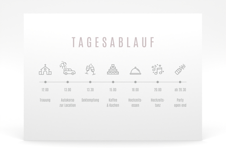 Tagesablauf Poster Hochzeit Memory 70 x 50 cm Poster grau