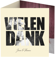 Dankeskarte Hochzeit Letters quadr. Doppel-Klappkarte beige