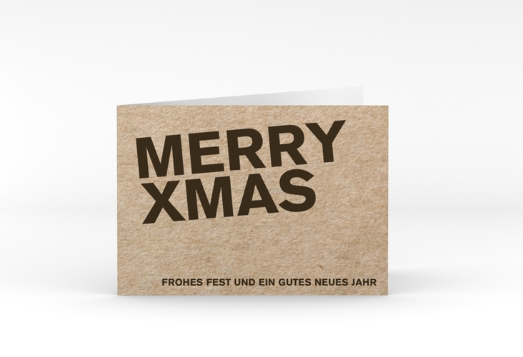Business-Weihnachtskarte Cardboard A6 Klappkarte quer modern in Kraftpapier-Optik