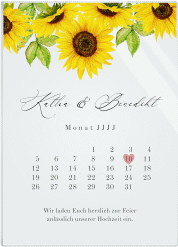 Acryl-Hochzeitseinladung Sonnenblume Acrylkarte hoch weiss