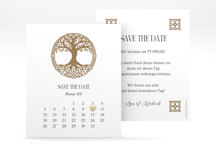 Save the Date-Kalenderblatt Lebensbaum Kalenderblatt-Karte im Stil der Kelten und Wikinger