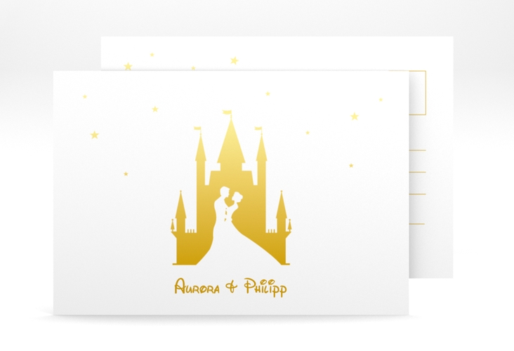 Verlobungskarte Hochzeit Castle A6 Postkarte gold