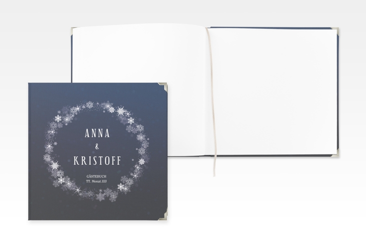 Gästebuch Selection Hochzeit Winterdream Leinen-Hardcover blau mit Eisblumen
