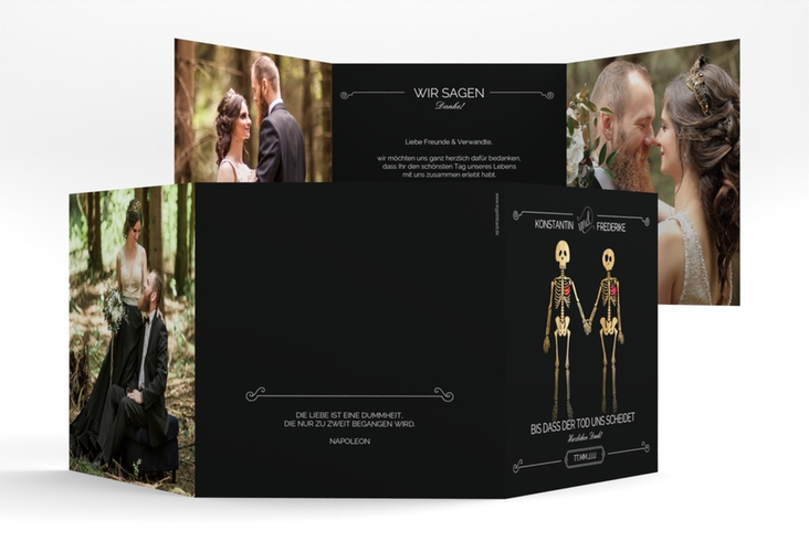 Dankeskarte Hochzeit Bones quadr. Doppel-Klappkarte