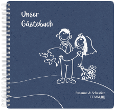 Gästebuch Hochzeit Pisa Ringbindung blau