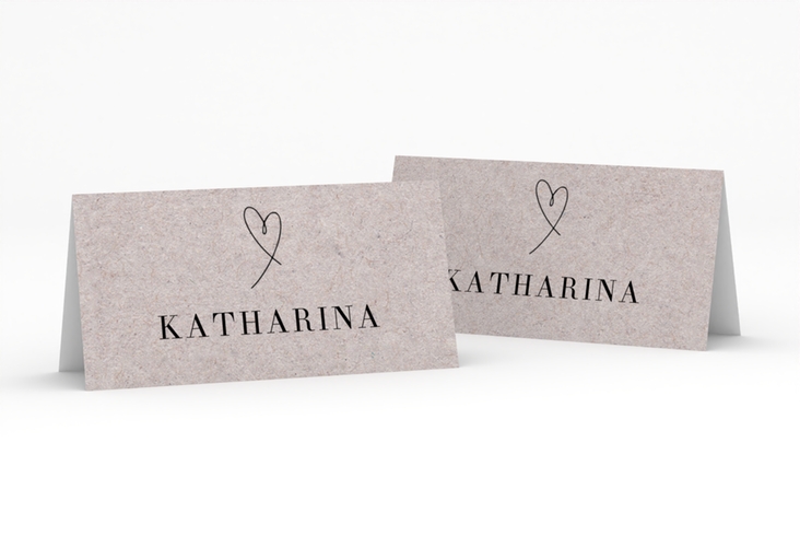Tischkarte Hochzeit Hands Tischkarten Kraftpapier mit sich haltenden Händen im Monoline-Stil