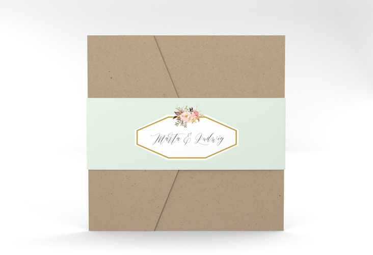 Hochzeitseinladung Prachtvoll Pocketfold mint