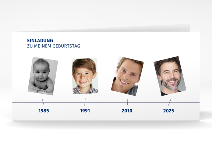 Einladung 40. Geburtstag Timeline lange Klappkarte quer