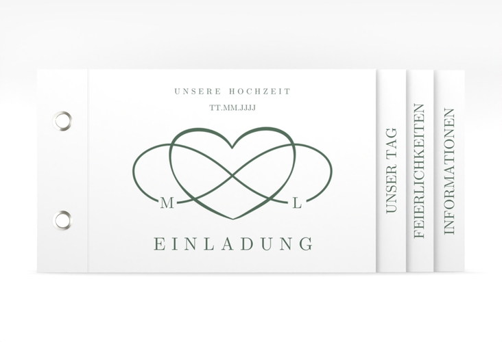 Hochzeitseinladung Infinity Booklet gruen