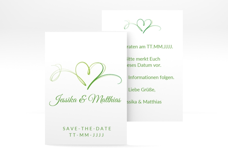 Save the Date-Visitenkarte Envie Visitenkarte hoch gruen