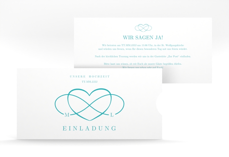 Hochzeitseinladung Infinity Einsteckkarte tuerkis
