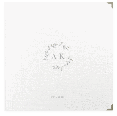 Klick: Details zu Gästebuch Selection Hochzeit "Filigrana" anzeigen Gästebuch Selection Hochzeit Filigrana Leinen-Hardcover grau in reduziertem Design mit Initialen und zartem Blätterkranz
