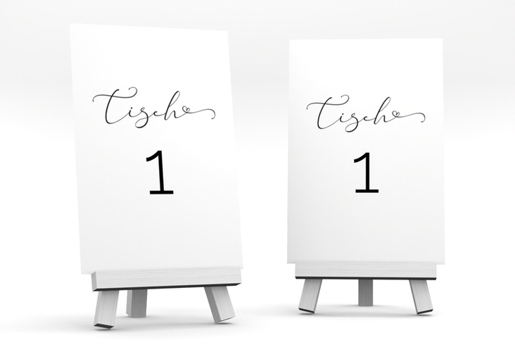 Tischnummer Hochzeit Jawort Tischaufsteller weiss modern minimalistisch mit veredelter Aufschrift