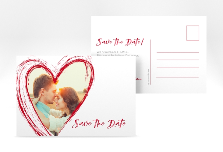 Save the Date-Postkarte Liebe A6 Postkarte rot