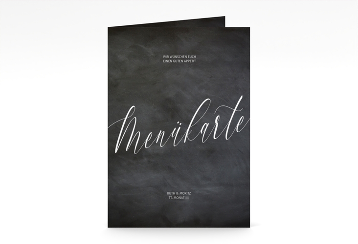 Menükarte Hochzeit Chalkboard A5 Klappkarte hoch hochglanz mit Folie