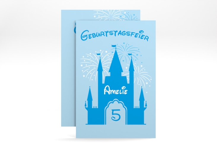 Einladungskarte Kindergeburtstag Schloss A6 Karte hoch blau