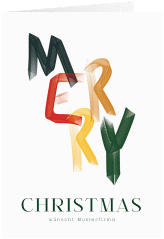 Klick: Details zu Geschäftliche Weihnachtskarte "Merry" anzeigen Geschäftliche Weihnachtskarte Merry A6 Klappkarte hoch bunt mit Tannenbäumen