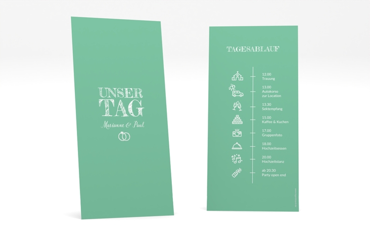 Tagesablauf Hochzeit Rise lange Karte hoch mint hochglanz