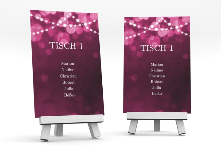 Tischaufsteller Hochzeit Lichtspiel Tischaufsteller pink