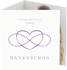 Klick: Details zu Dankeskarte Hochzeit "Infinity" anzeigen Dankeskarte Hochzeit Infinity quadr. Doppel-Klappkarte lila