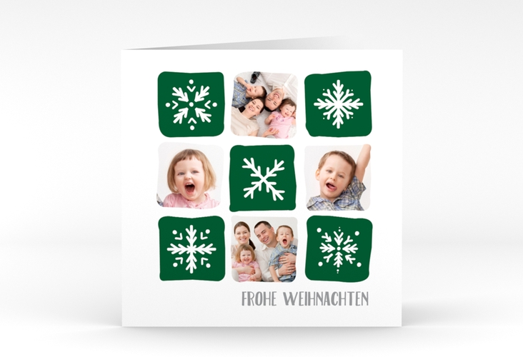 Weihnachtskarte Snowflakes quadr. Klappkarte gruen