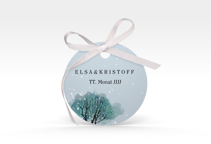 Geschenkanhänger Hochzeit Winterhochzeit Geschenkanhänger, rund blau