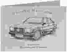 Einladung 70. Geburtstag Oldtimer A6 Klappkarte quer beige