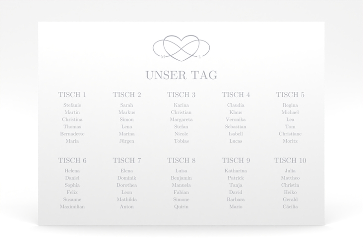 Sitzplan Poster Hochzeit Infinity 70 x 50 cm Poster grau