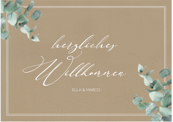 Klick: Details zu Willkommensschild Poster "Eucalypt" anzeigen Willkommensschild Poster Eucalypt 70 x 50 cm Poster Kraftpapier mit Eukalyptus und edlem Rahmen