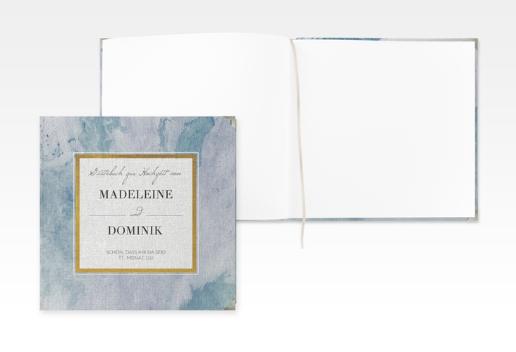 Gästebuch Selection Hochzeit Marble Leinen-Hardcover blau