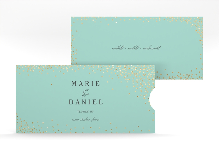 Hochzeitseinladung Glitter Einsteckkarte mint hochglanz