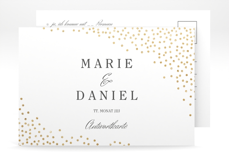 Antwortkarte Glitter A6 Postkarte weiss