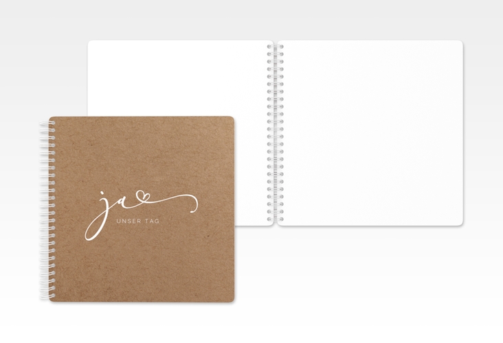 Gästebuch Hochzeit Jawort Ringbindung Kraftpapier modern minimalistisch mit veredelter Aufschrift